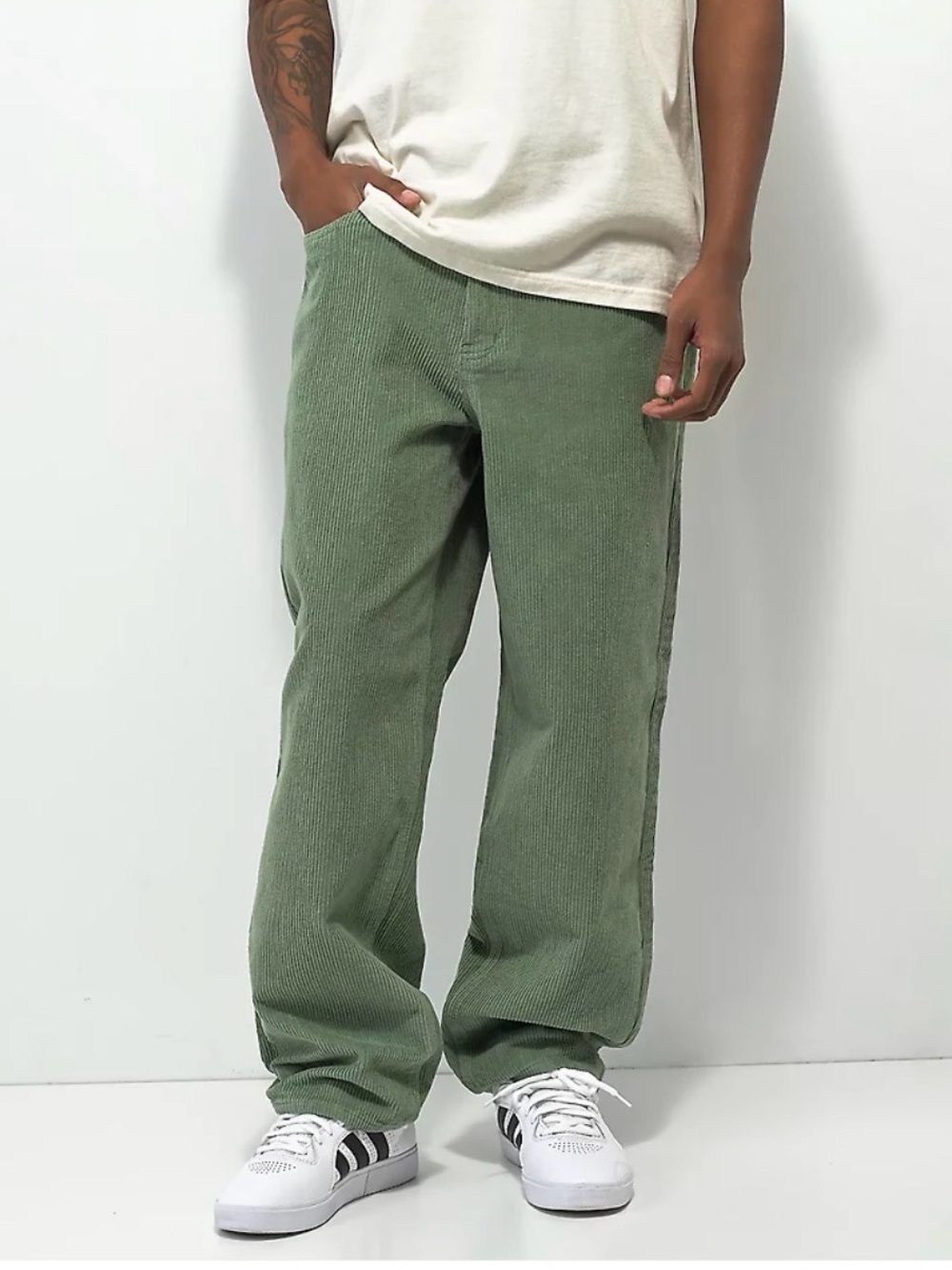 Empyre Recoil Corduroy Pants Mens 34 Sage Green Baggy Skate Y2K Streetwear